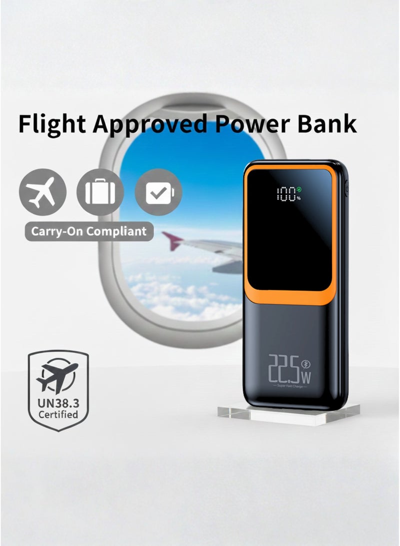 ليفينو شاحن محمول بسعة 20000 مللي أمبير مع كابلات مدمجة، شحن سريع بقوة 22.5 واط، تصميم نحيف، منفذ USB-C وشاشة LED، 5 منافذ إخراج و3 منافذ إدخال، بطارية محمولة مثالية للسفر لأجهزة iPhone وSamsung وiPad وجميع الأجهزة الأخرى. - Image 4